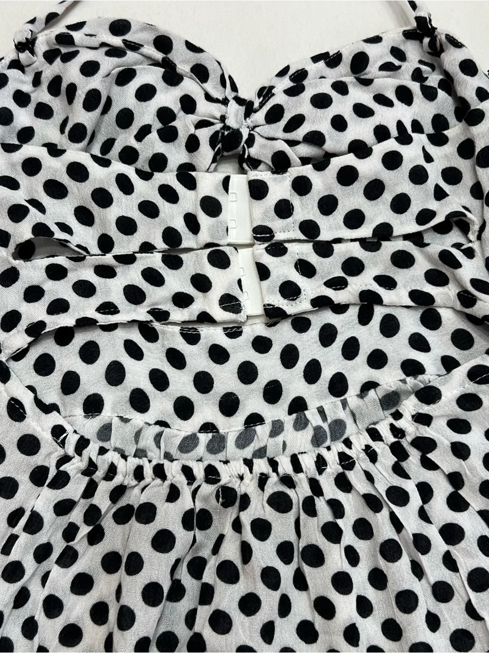 Tularosa Polka Dot Mini Dress Sz XS Halter/Strapless Cut Out Bow Summer NWT - Picture 7 of 11